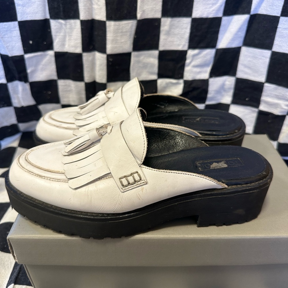 Leather Platform Mule Loafers